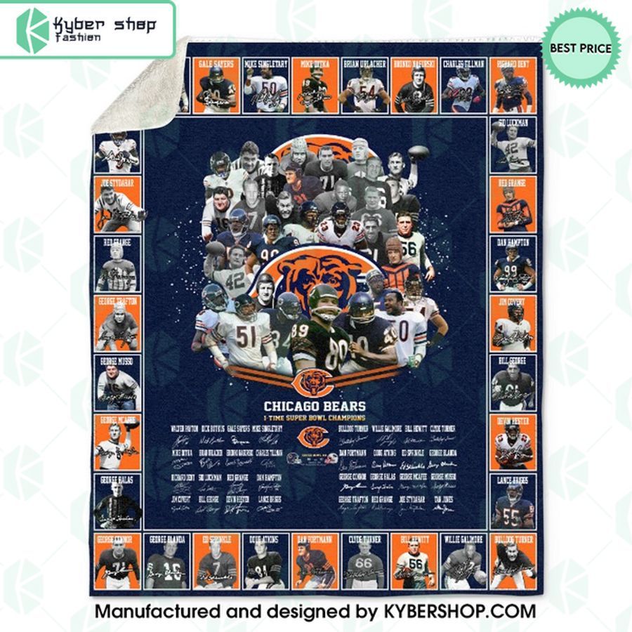 Chicago Bears 1 Time Super Bowl Champions Blanket