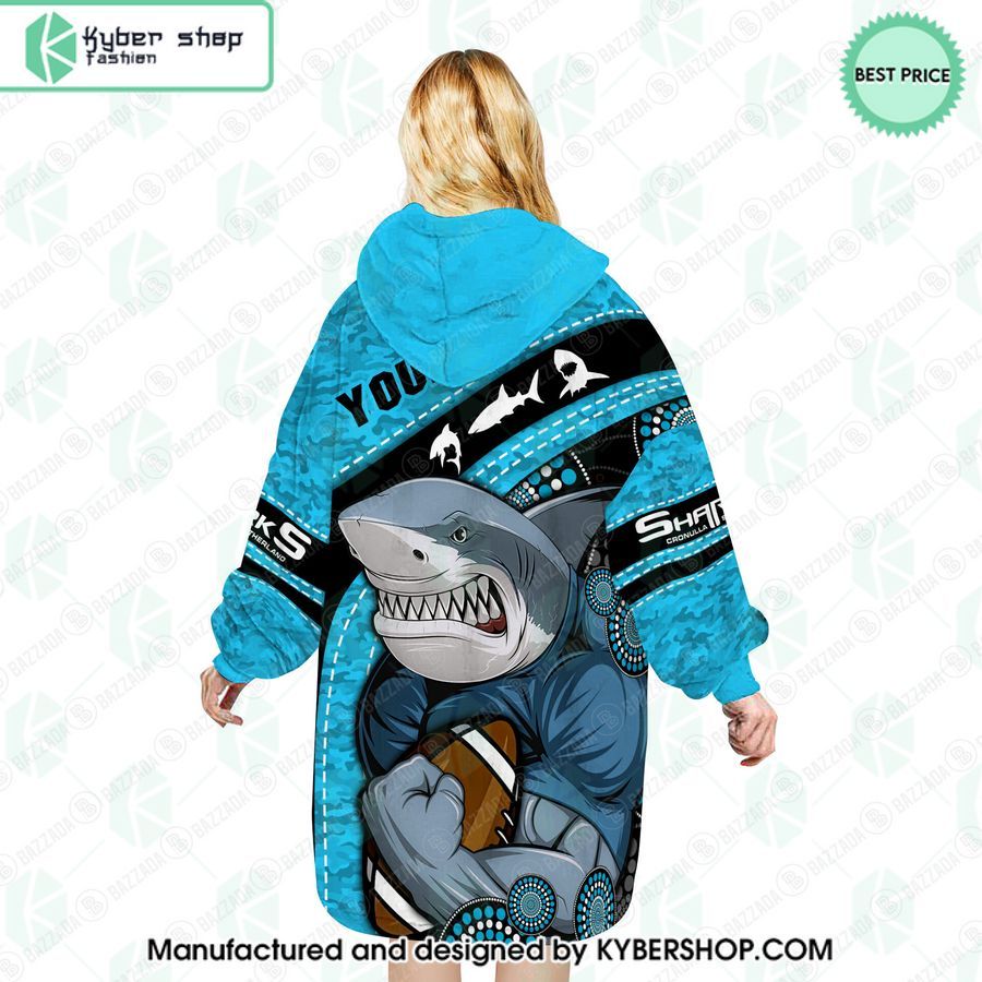 custom mascot cronulla sutherland sharks blanket hoodie 2 258