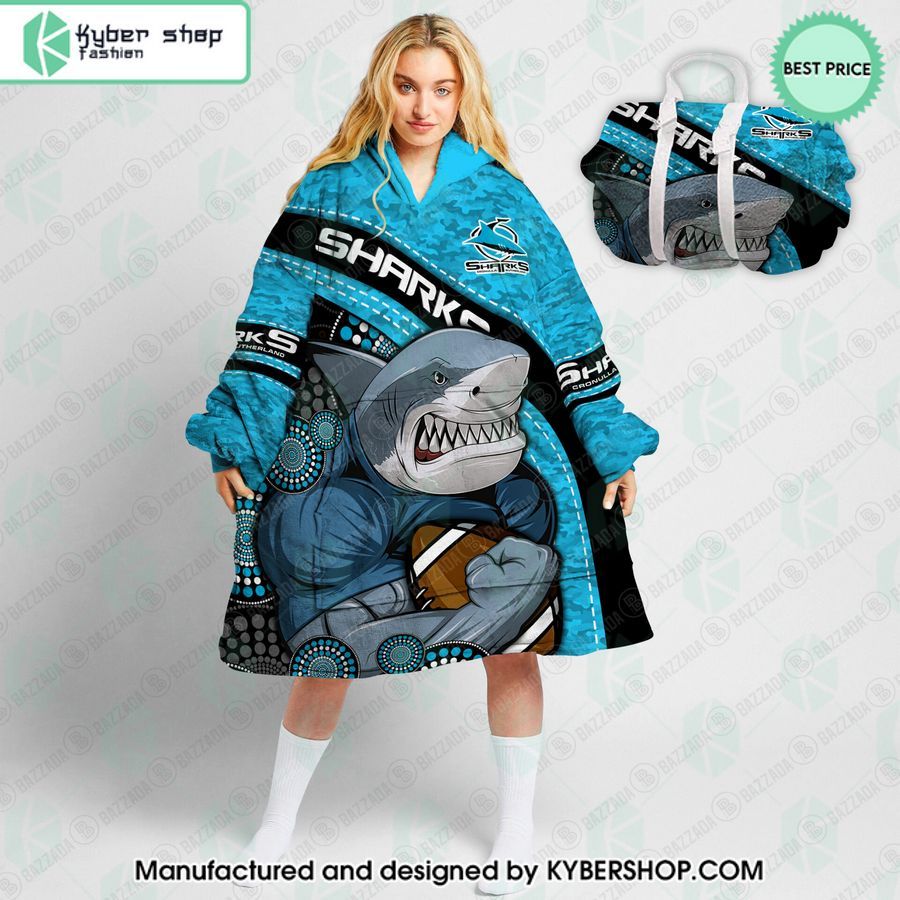 custom mascot cronulla sutherland sharks blanket hoodie 4 172