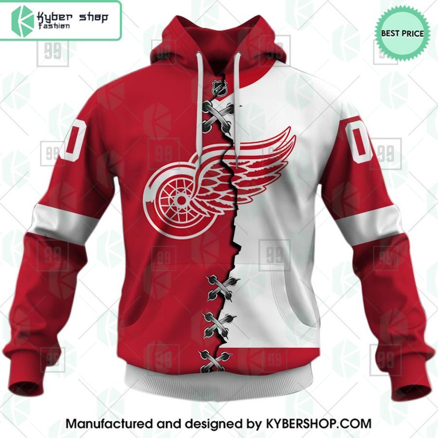 detroit red wings mix home and away jersey custom hoodie 2 663
