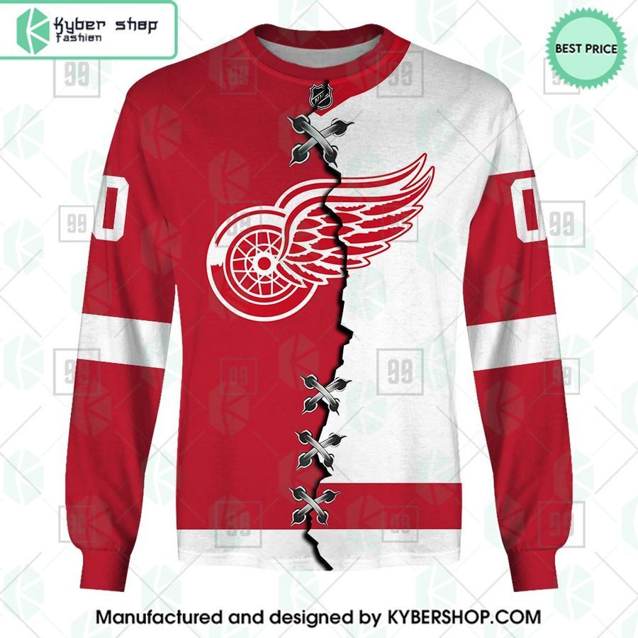 detroit red wings mix home and away jersey custom hoodie 4 895