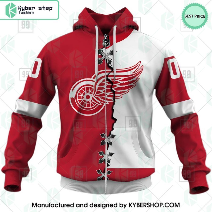 detroit red wings mix home and away jersey custom hoodie 5 784