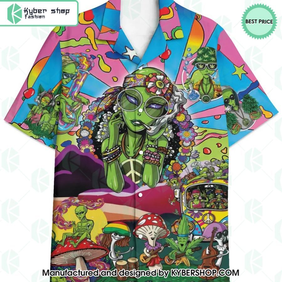 hippie alien weed hawaiian shirt 1 654
