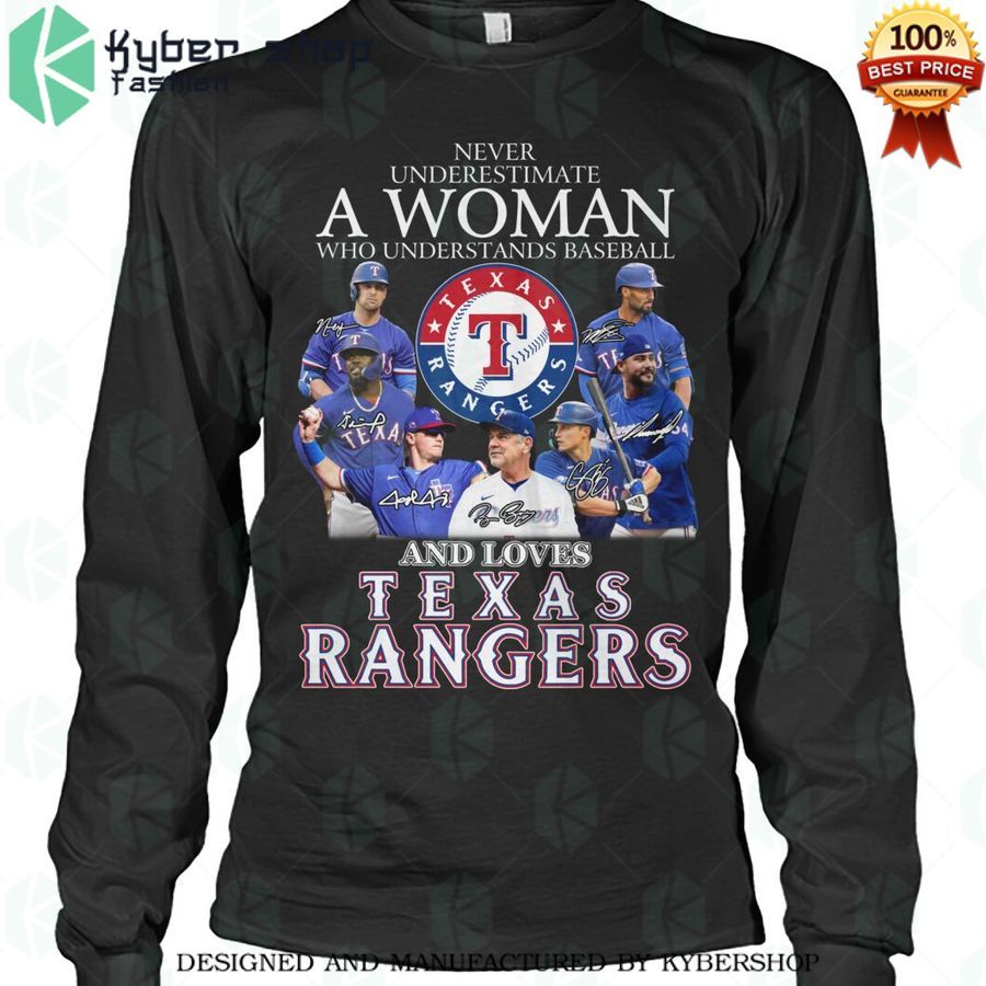 never underestimate a woman who loves texas rangers shirt 3 938