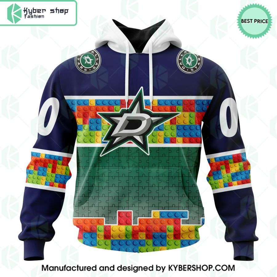 nhl dallas stars special autism awareness design custom hoodie 1 259