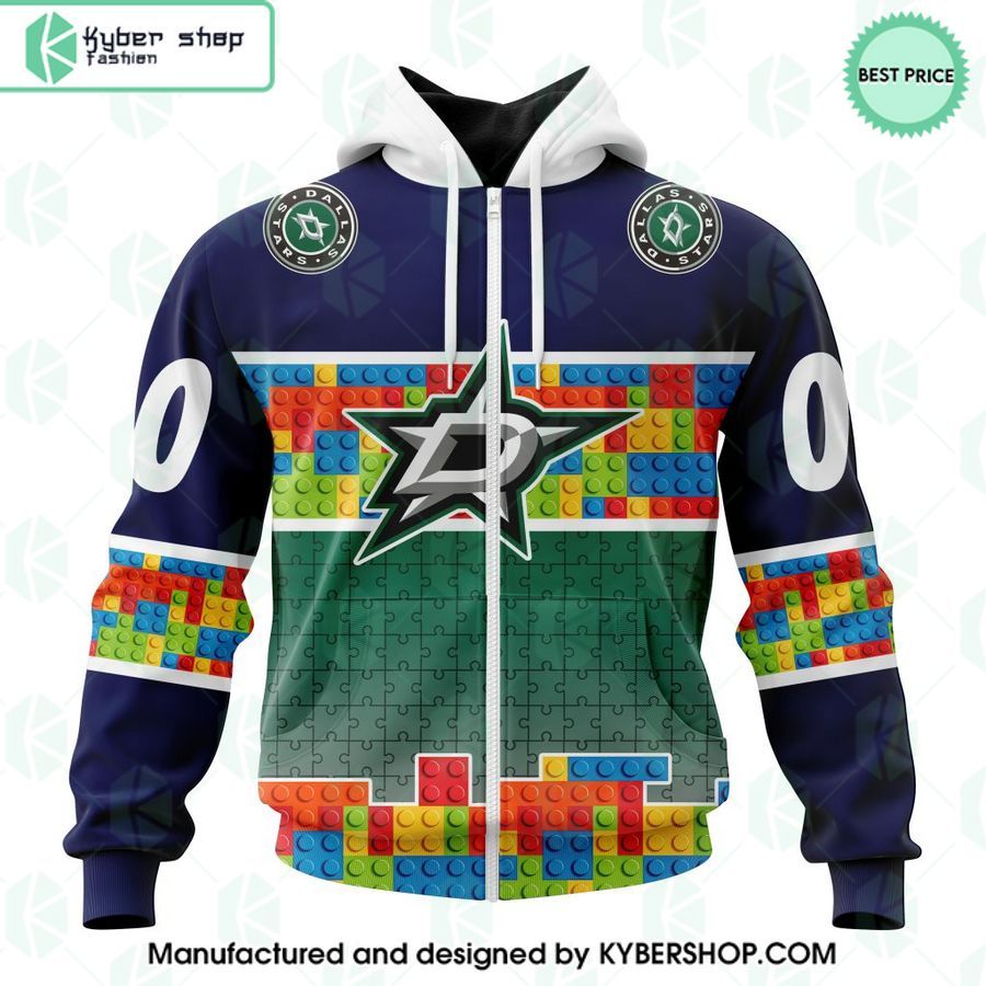 nhl dallas stars special autism awareness design custom hoodie 2 303