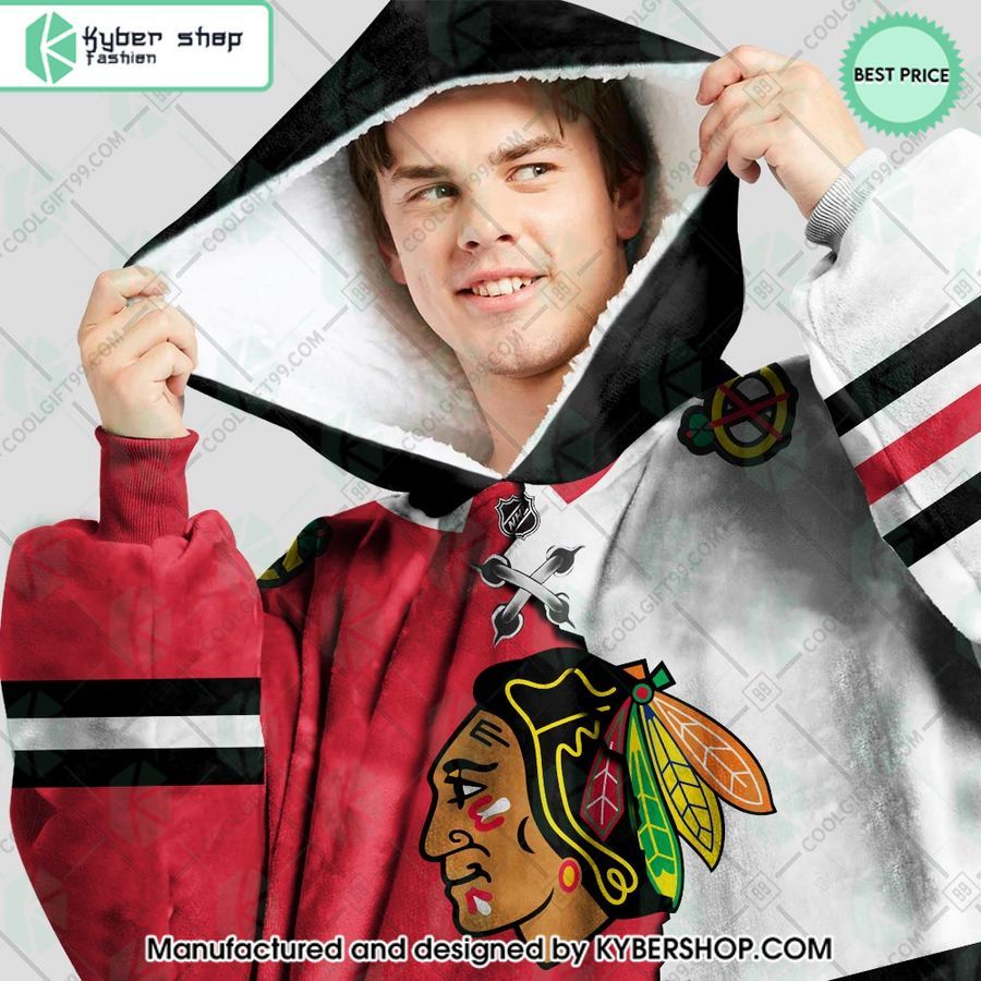 personalized nhl chicago blackhawks mix jersey oodie blanket hoodie 2 695