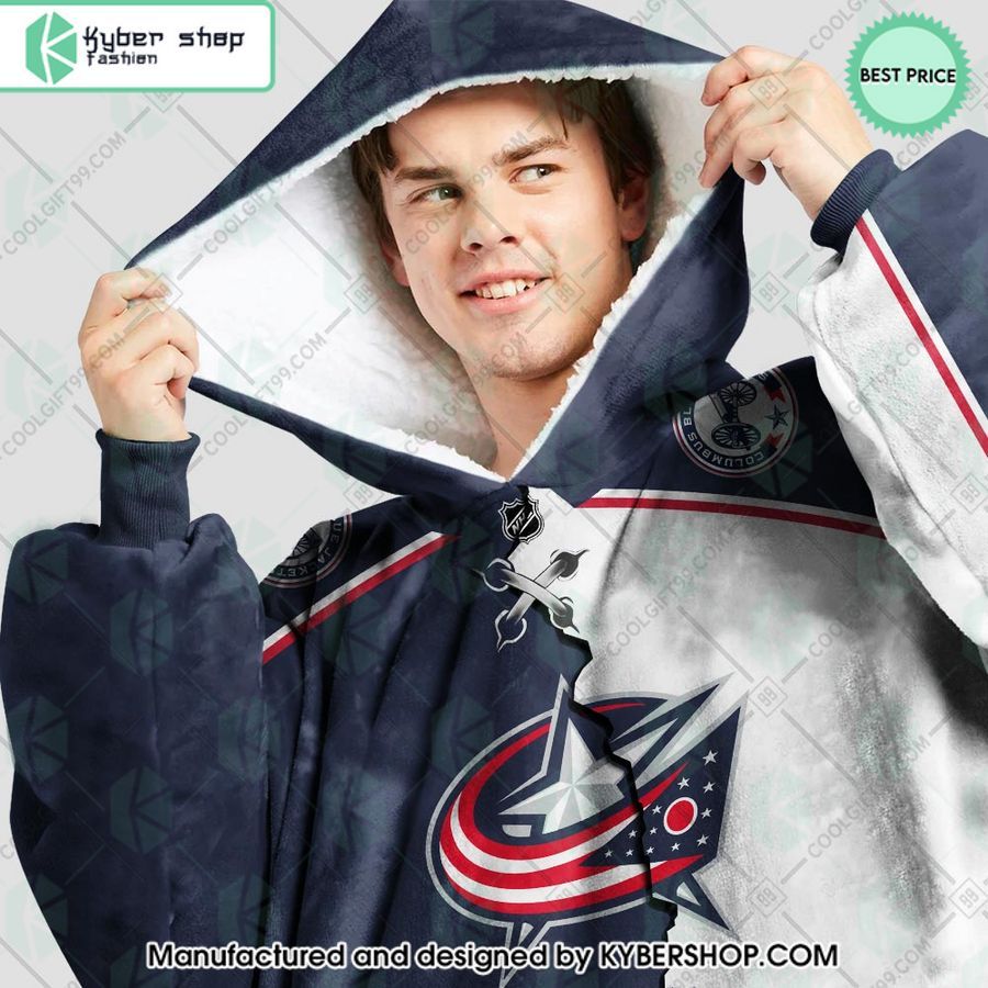 personalized nhl columbus blue jackets mix jersey oodie blanket hoodie 2 98