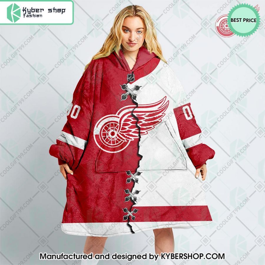personalized nhl detroit red wings mix jersey oodie blanket hoodie 1 486