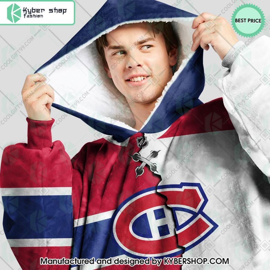 personalized nhl montreal canadiens mix jersey oodie blanket hoodie 2 129