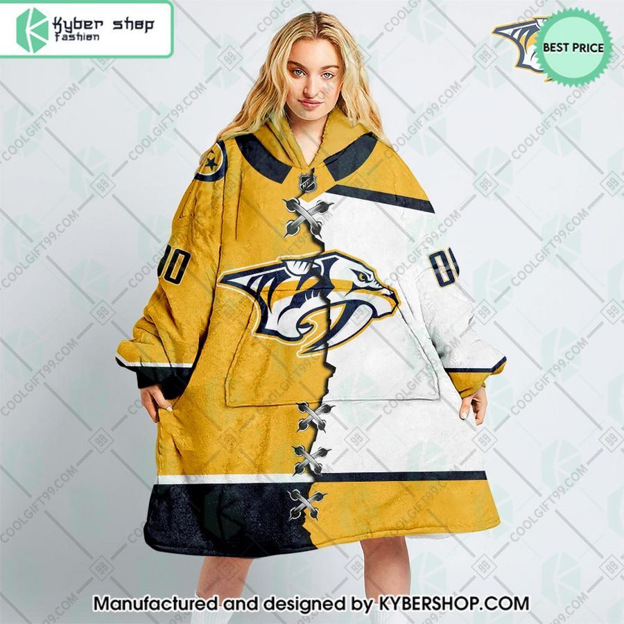 personalized nhl nashville predators mix jersey oodie blanket hoodie 1 219