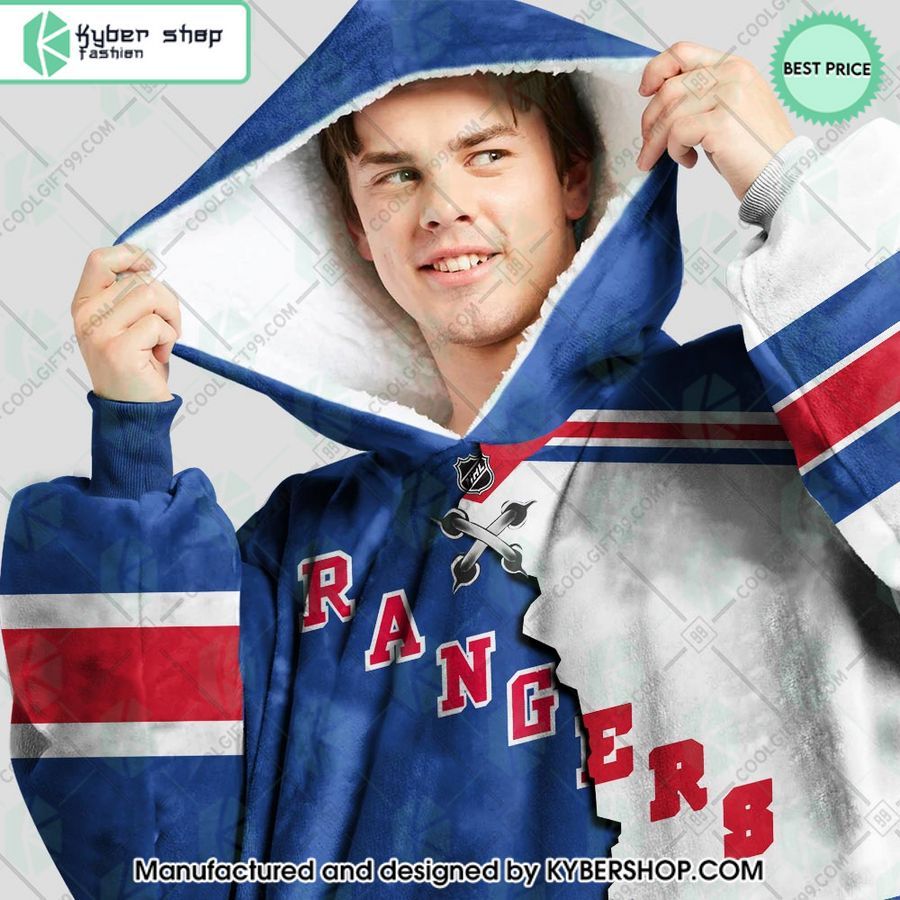 personalized nhl new york rangers mix jersey oodie blanket hoodie 2 68