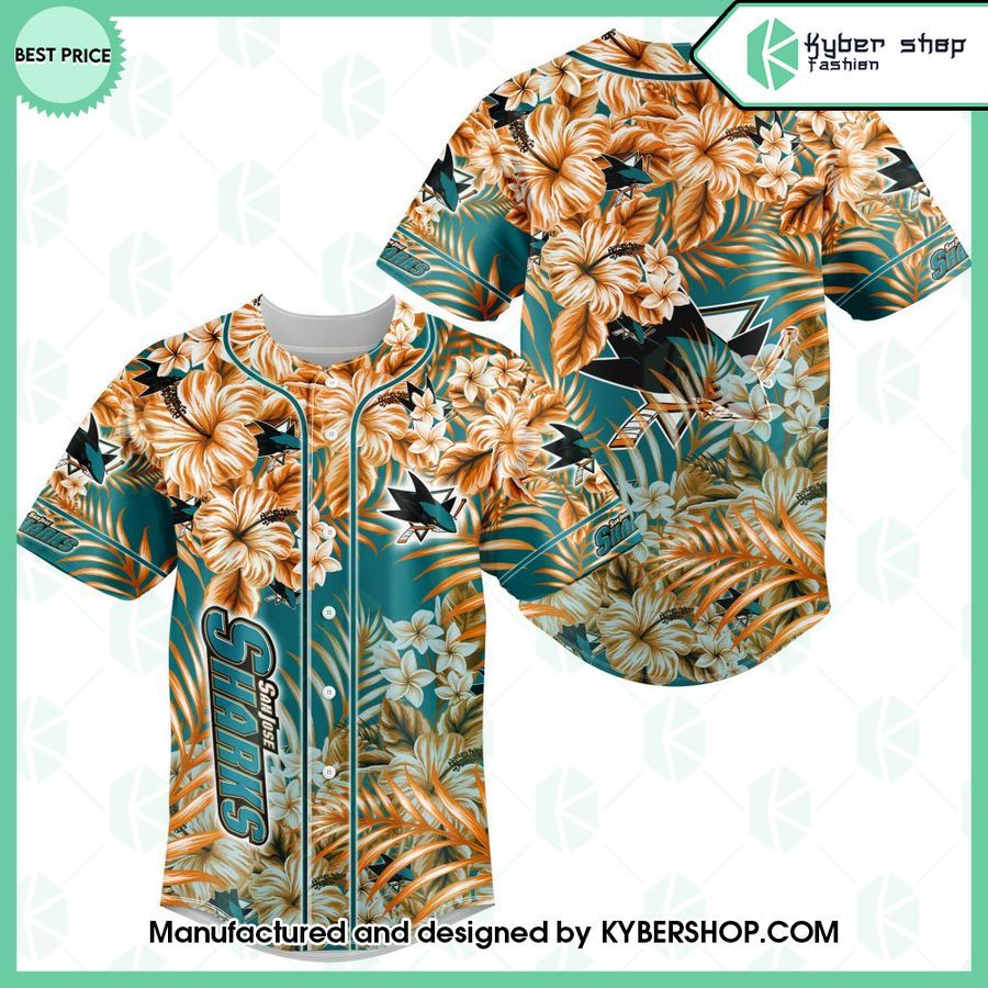 san jose sharks hawaiian design baseball jersey 1 584