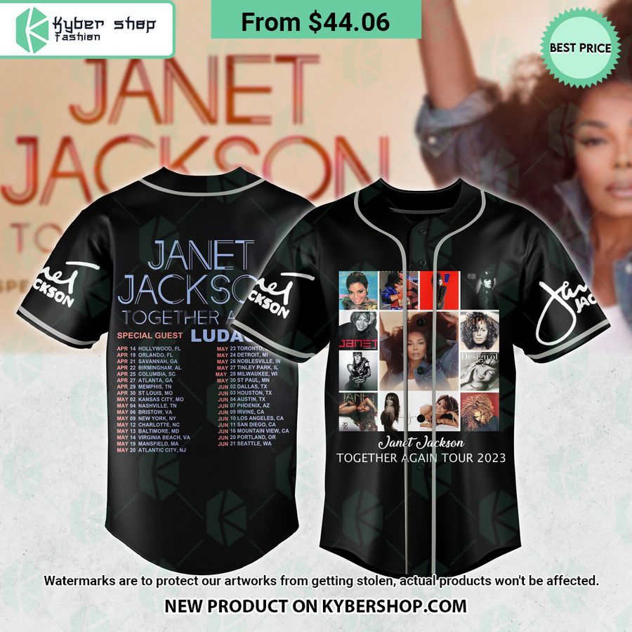 Janet Jackson Together Again Tour 2023 Baseball Jersey
