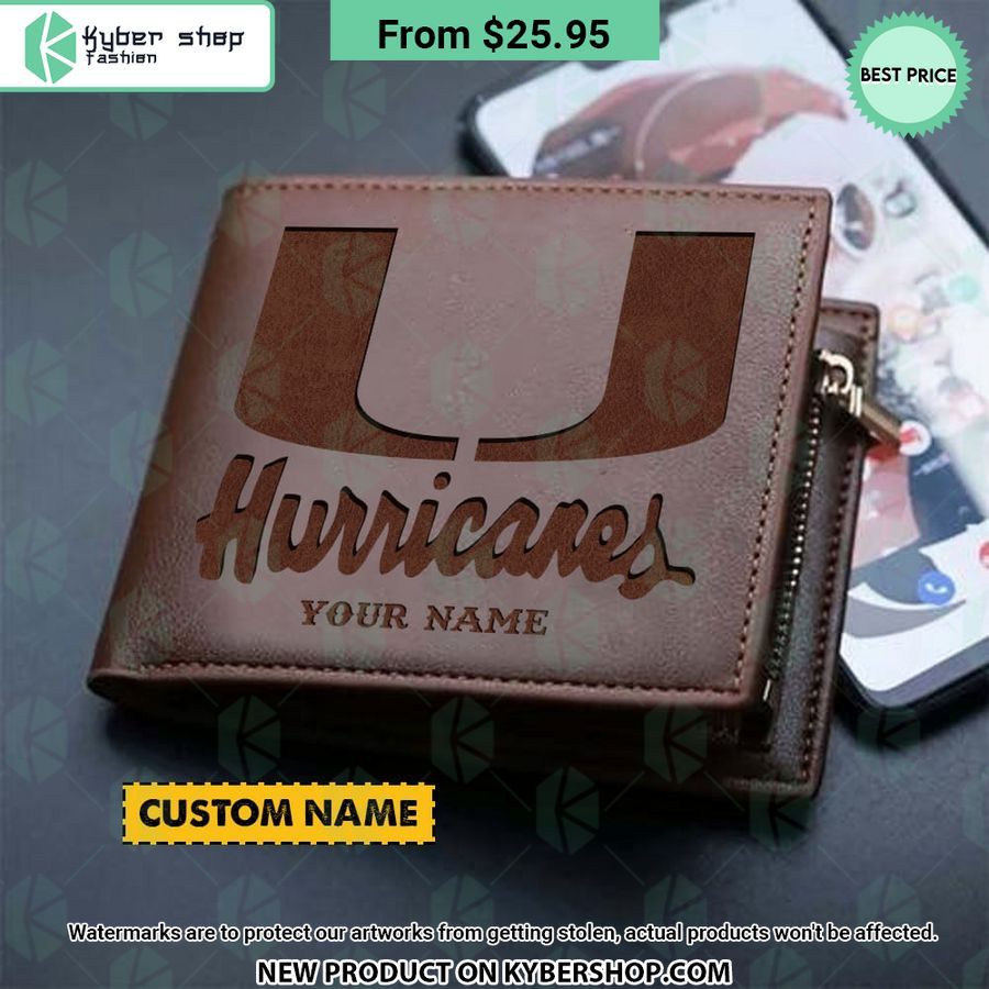 Miami Hurricanes CUSTOM Leather Wallet