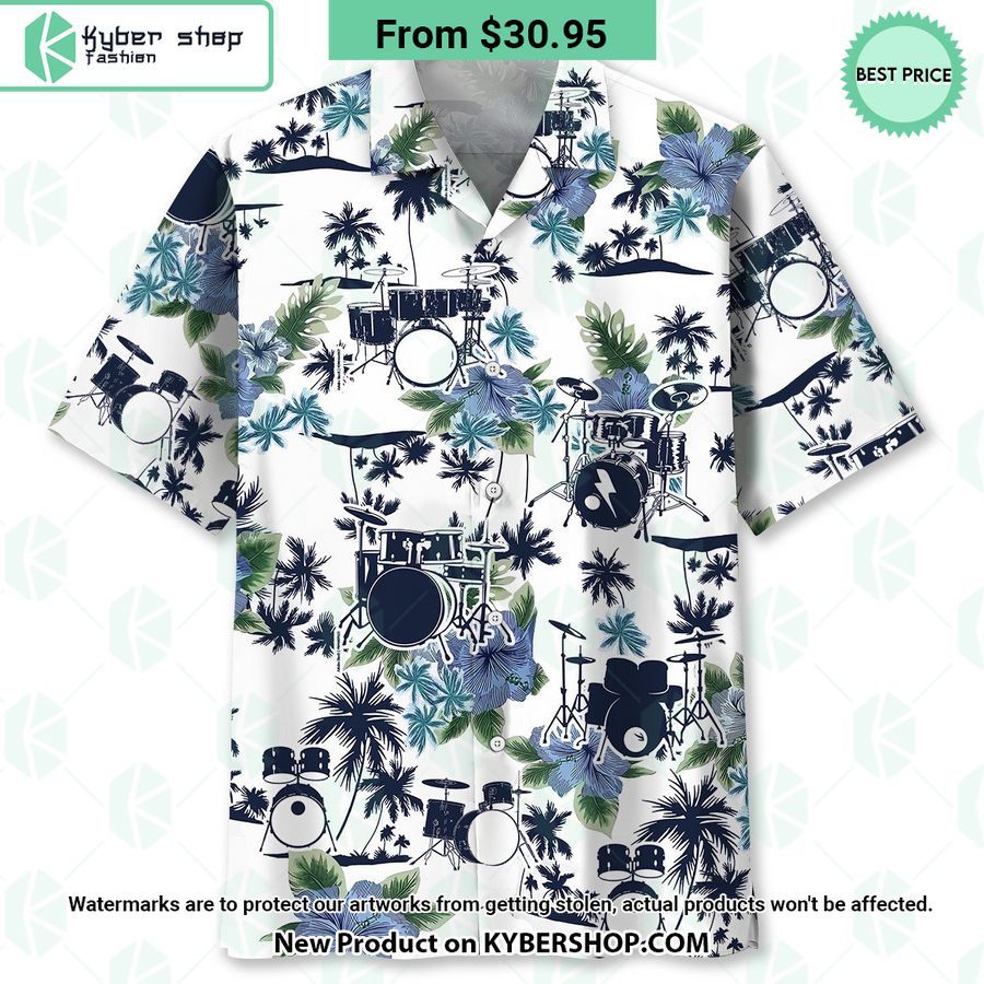 drum white tropical hawaiian shirt 1 294