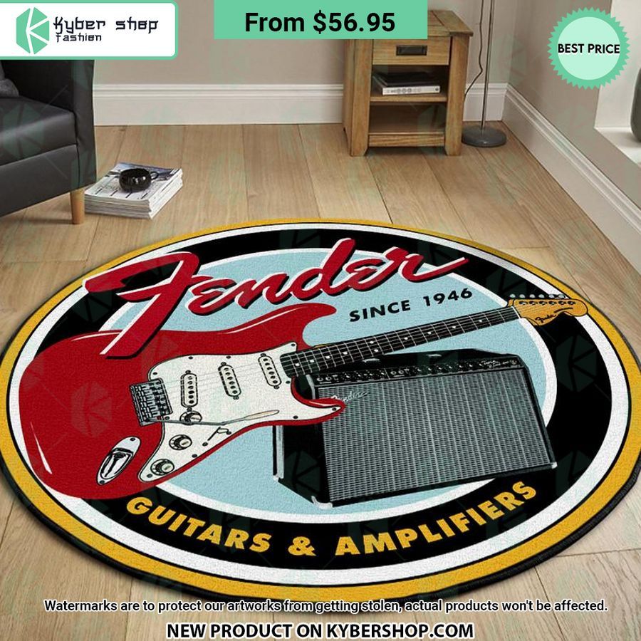 guitars and amplifers fender round rug 3 23