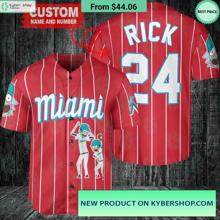 miami marlins rick and morty striped baseball jersey 1 973