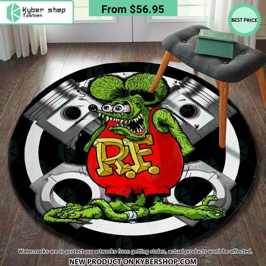 rat fink hot rod round rug 3 401