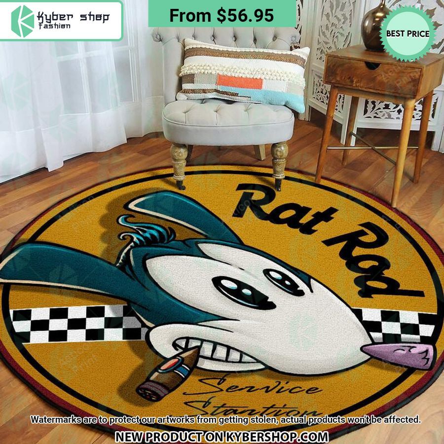 rat rod hot rod service stantion round rug 2 990