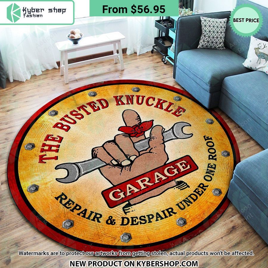 the busted knuckle garage hot rod round rug 2 649