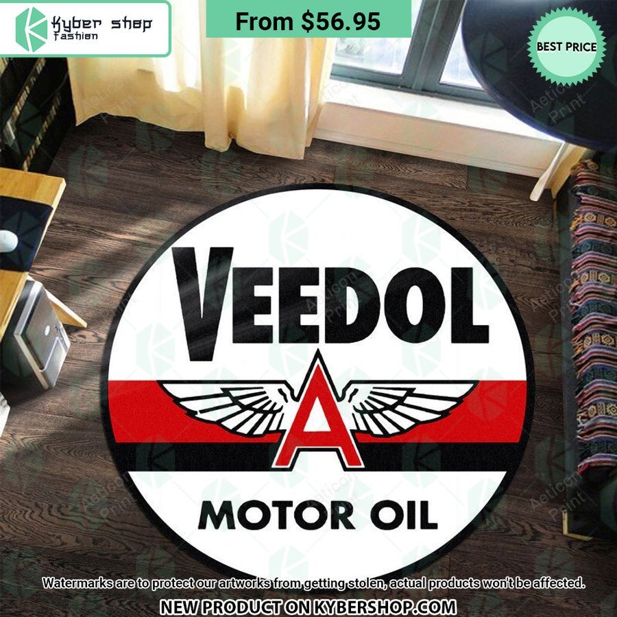 veedol motor oil hot rod round rug 2 865
