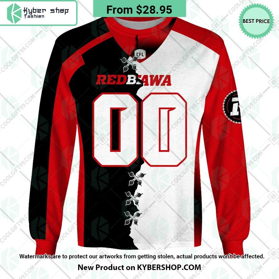 cfl ottawa redblacks mix jersey style custom hoodie 4 12