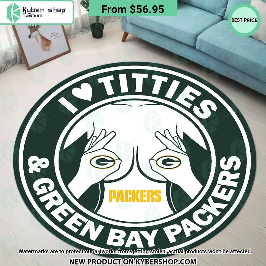 I love Titties and Green Bay Packers Round Rug