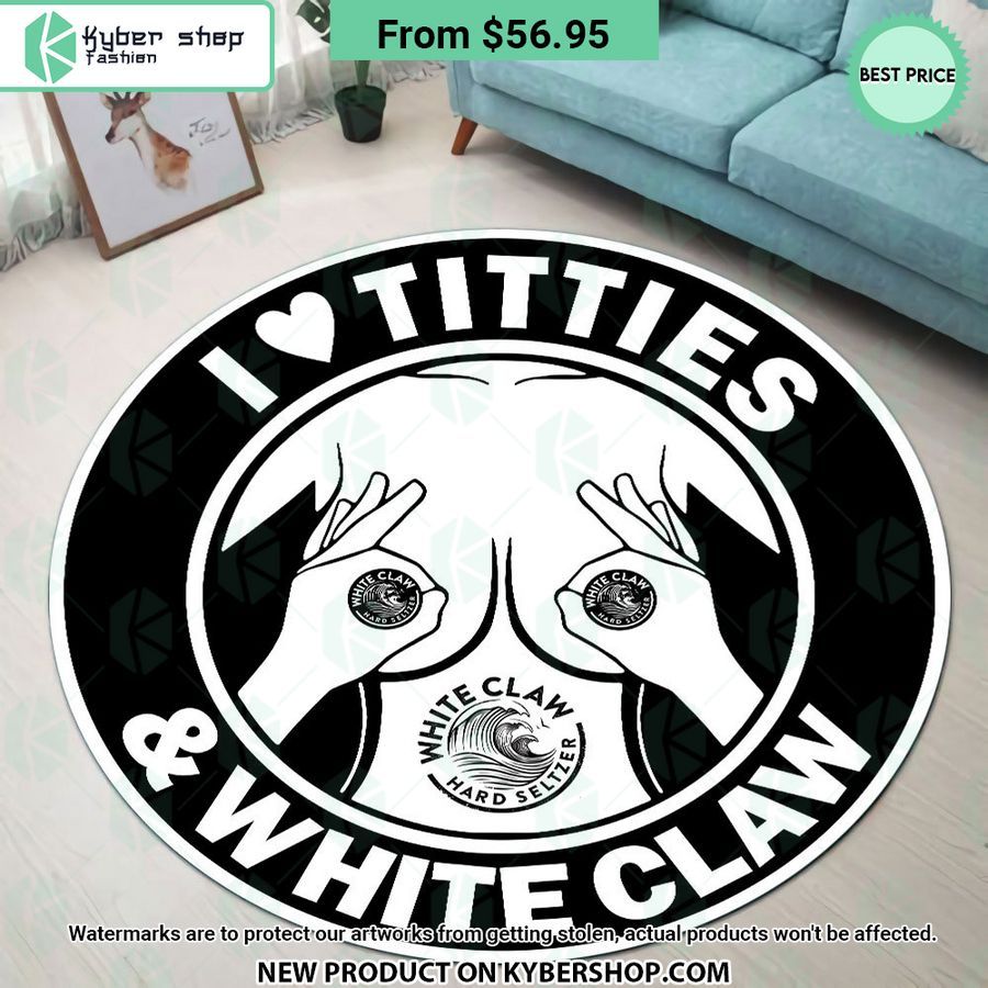 i love titties and white claw round rug 1 26