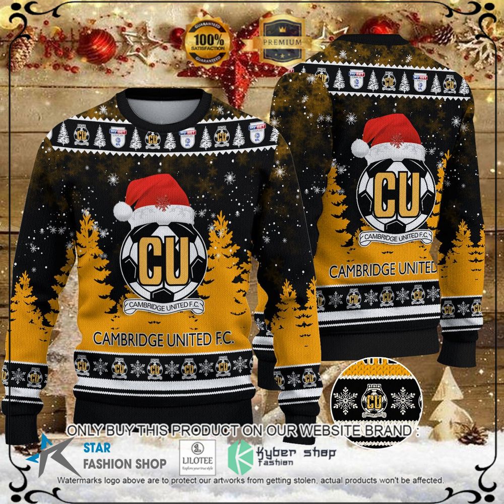 Cambridge United F.C. Yellow Black Christmas Sweater - LIMITED EDITION