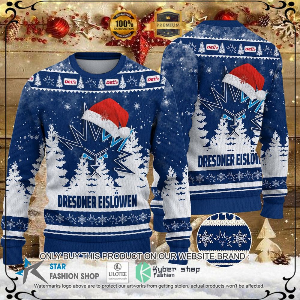 Dresdner Eislöwen Blue White Christmas Sweater - LIMITED EDITION