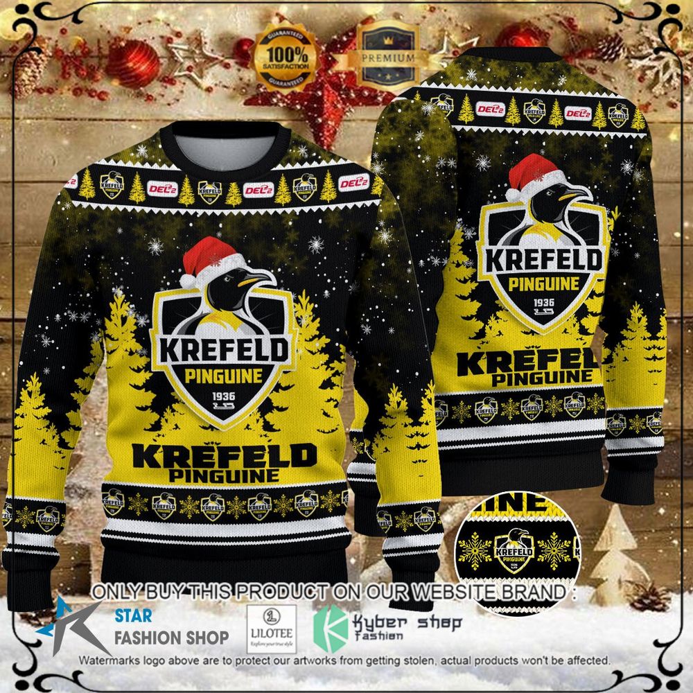 Krefeld Pinguine Black Yellow Christmas Sweater - LIMITED EDITION