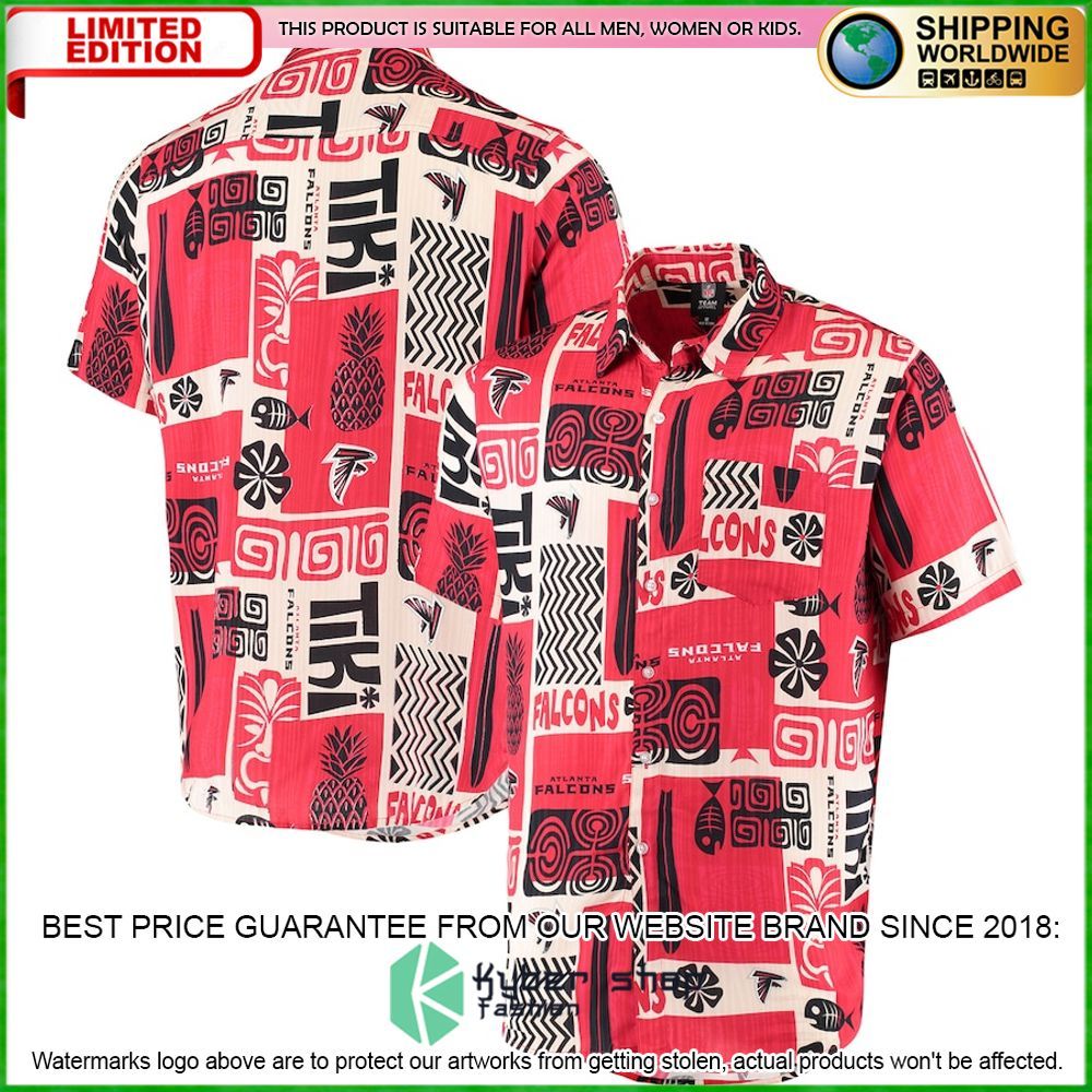 Atlanta Falcons Red Tan Tiki Floral Hawaiian Shirt - LIMITED EDITION