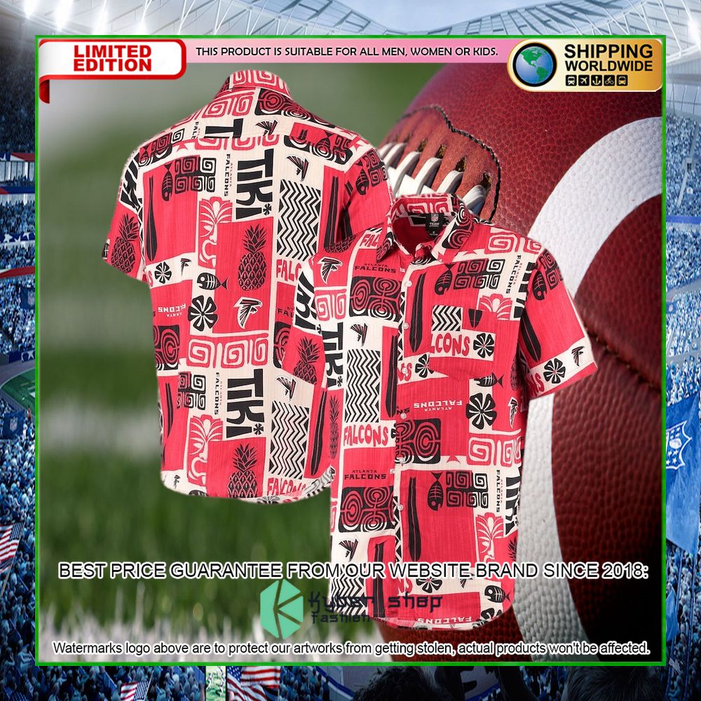 atlanta falcons red tan tiki floral hawaiian shirt limited editions4aat