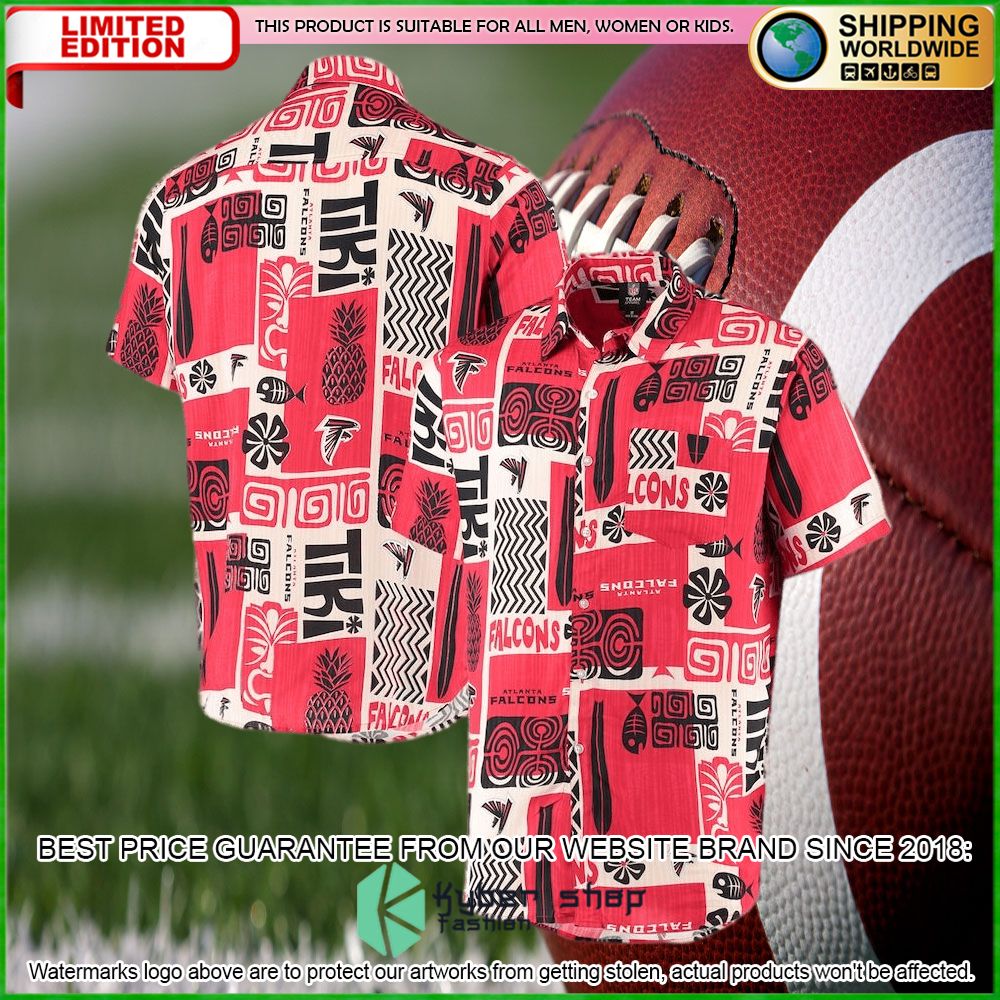 atlanta falcons red tan tiki floral hawaiian shirt limited editionwry5c