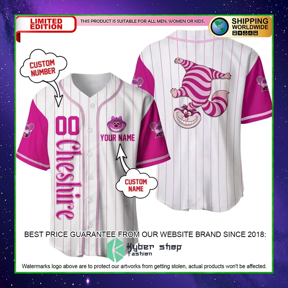 cheshire cat disney personalized baseball jersey limited editionopiuy