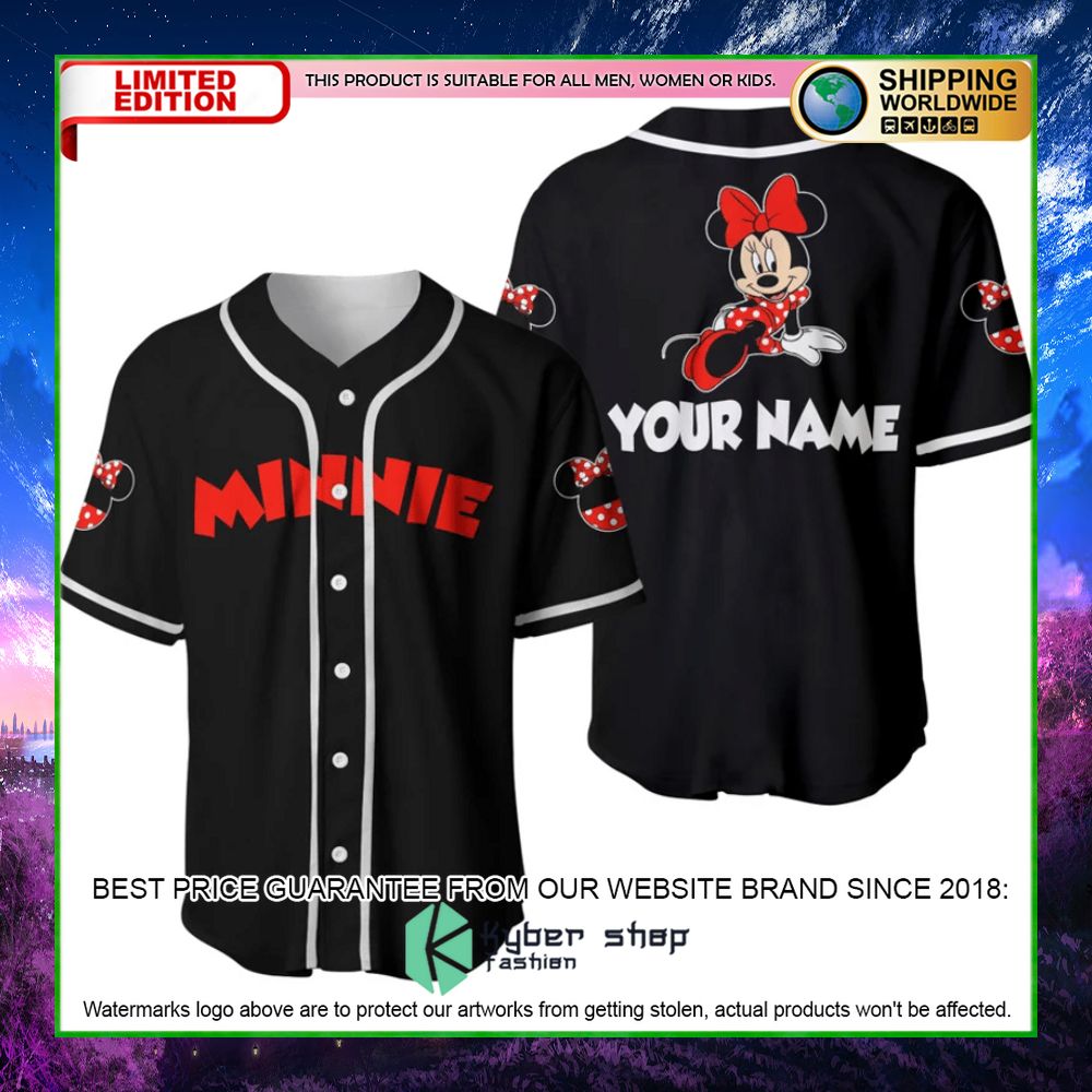 chilling minnie mouse black personalized baseball jersey limited
