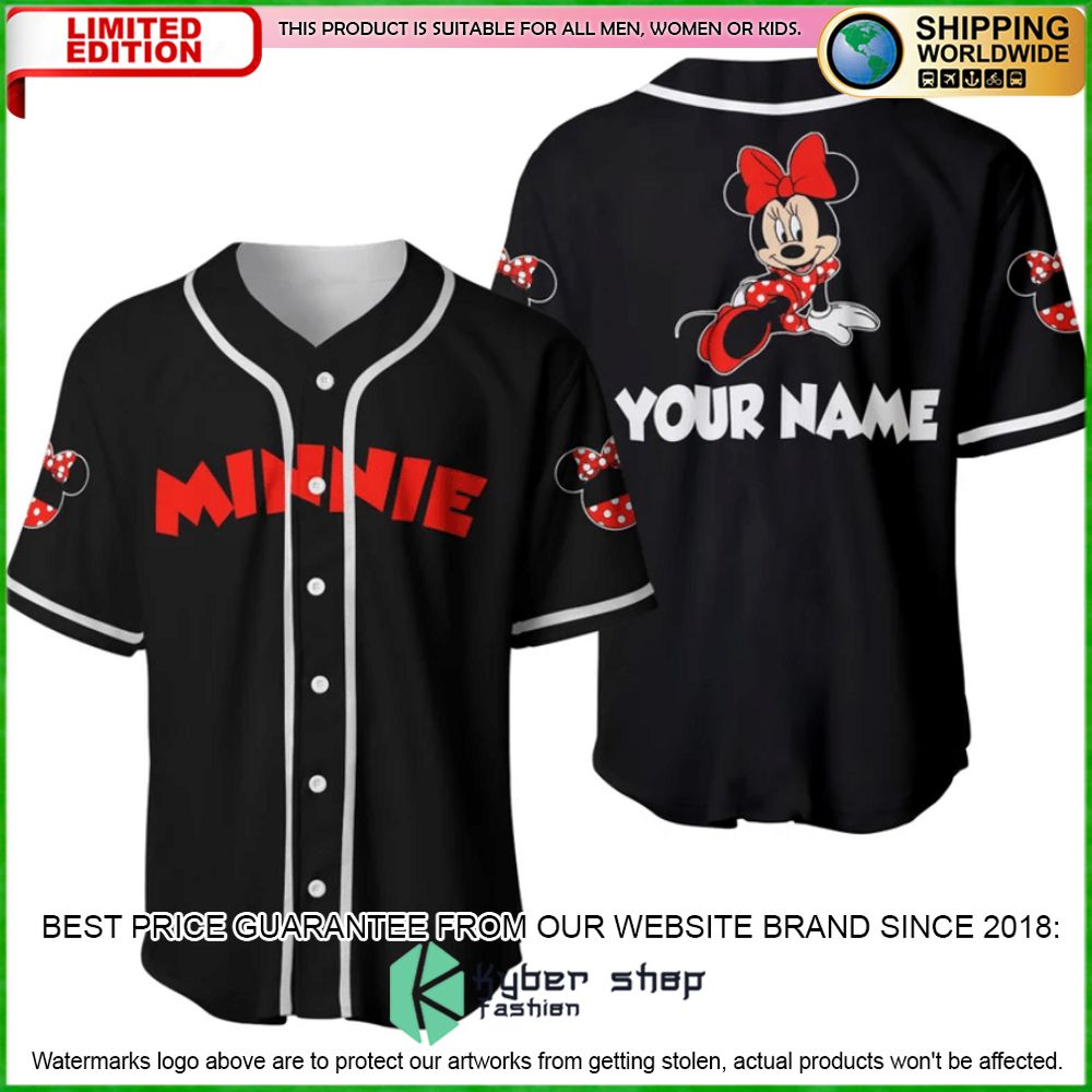 chilling minnie mouse black personalized baseball jersey limited
