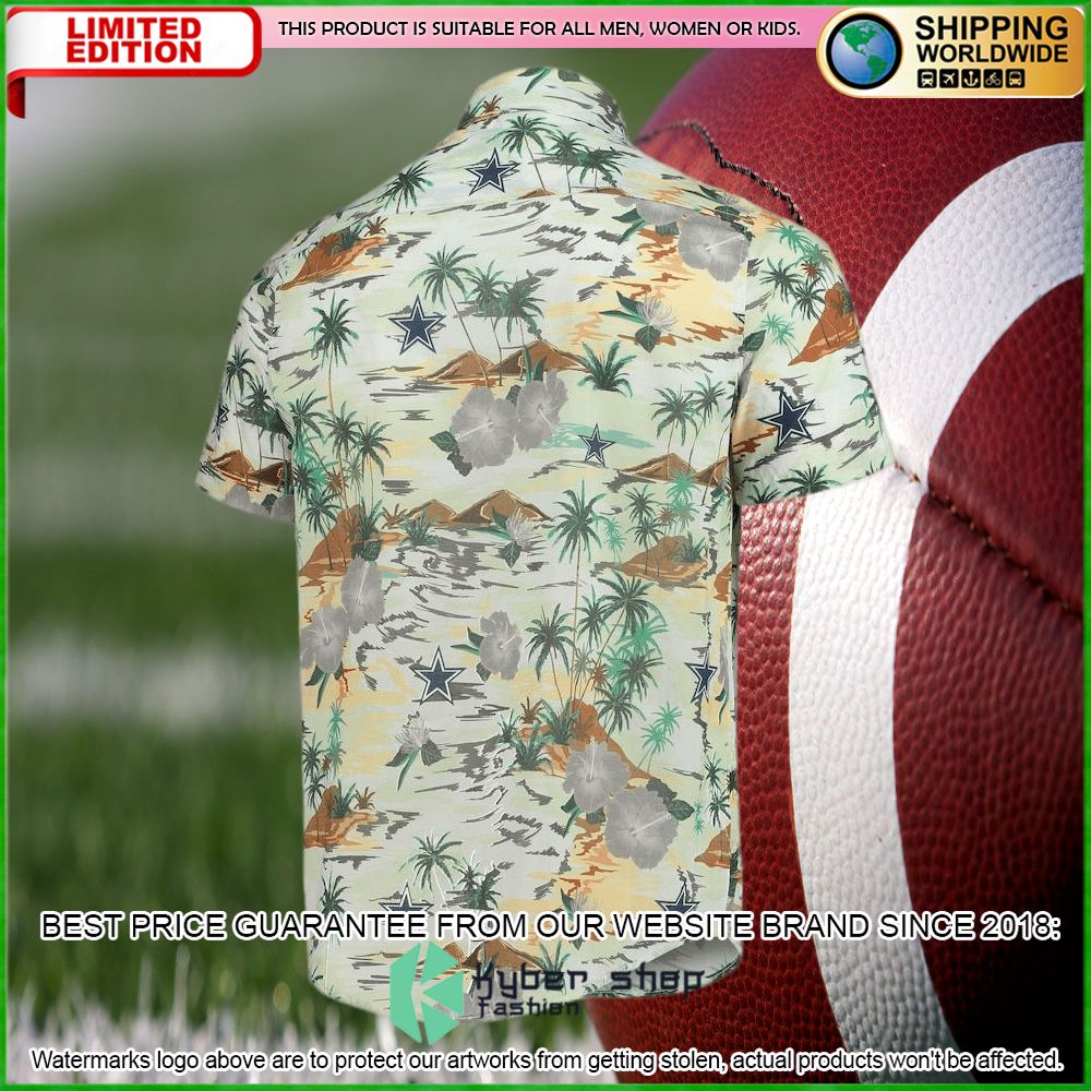 dallas cowboys tan paradise floral hawaiian shirt limited edition3fwva