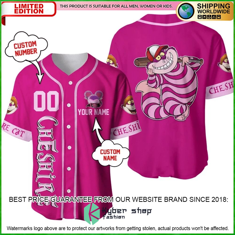 disney cheshire cat pink personalized baseball jersey limited edition1ioi5