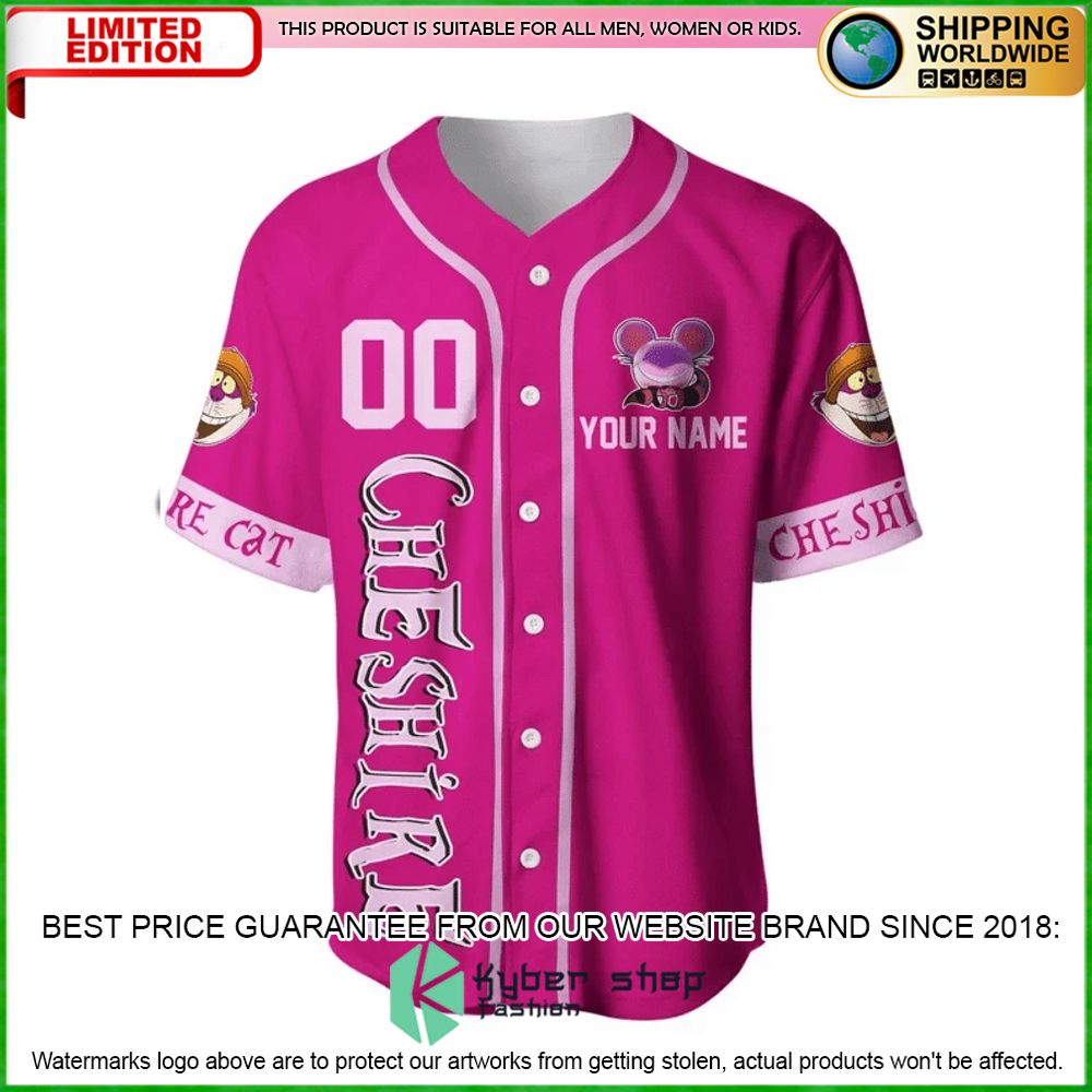 disney cheshire cat pink personalized baseball jersey limited edition7h1tu