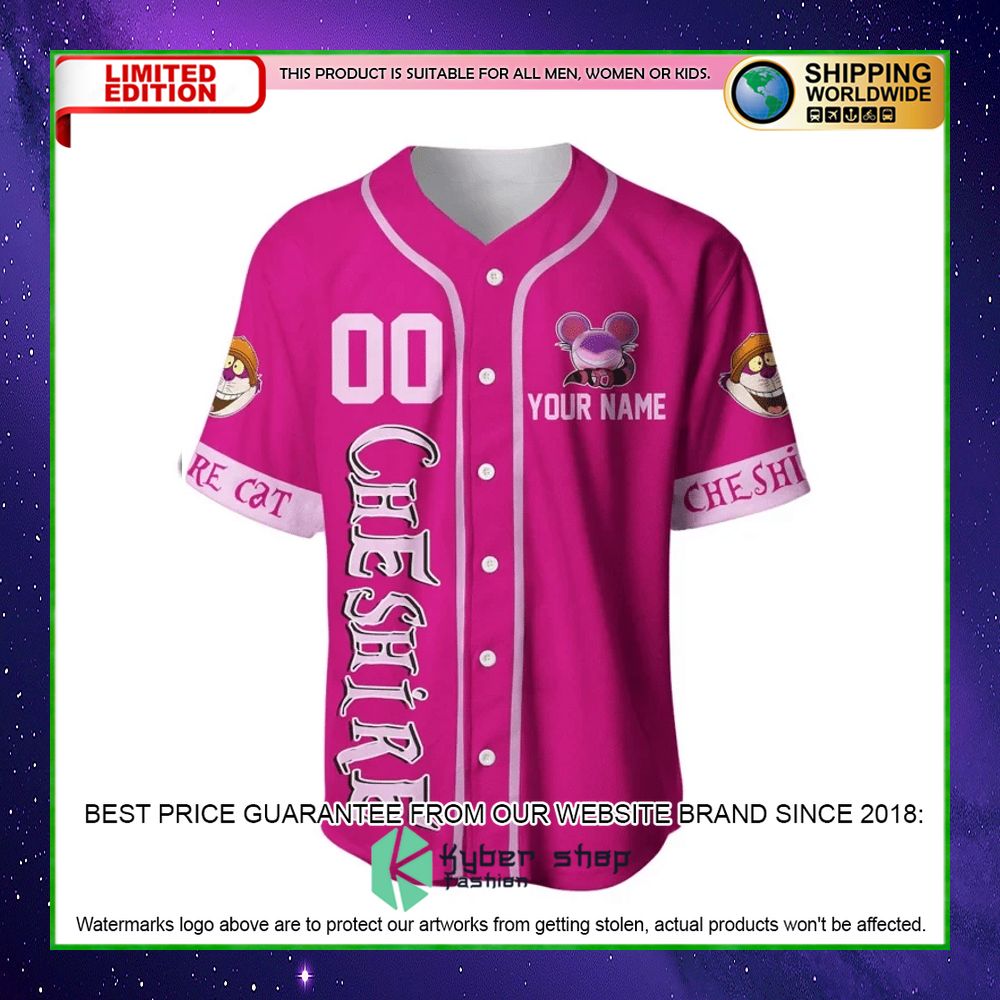 disney cheshire cat pink personalized baseball jersey limited editionppcve