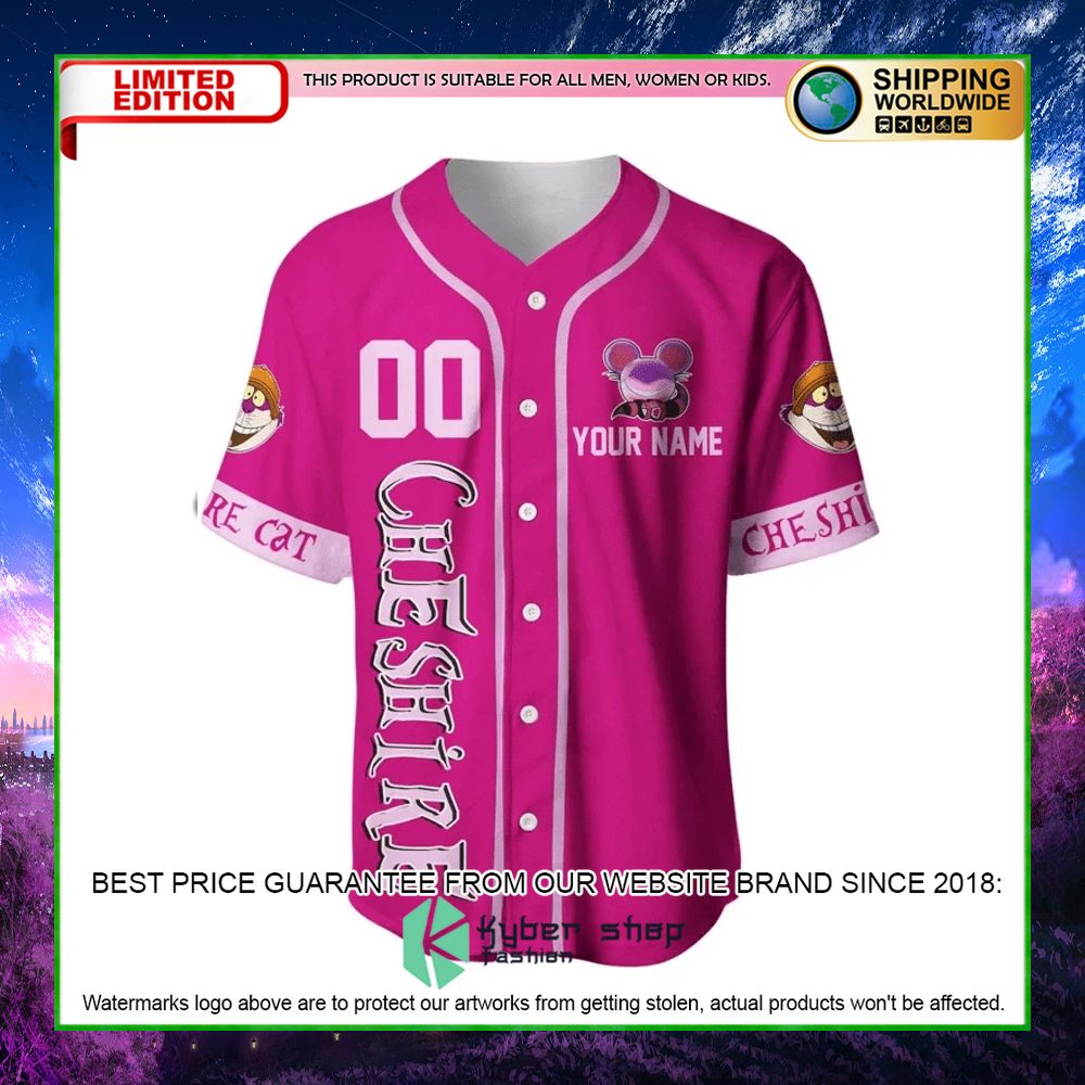 disney cheshire cat pink personalized baseball jersey limited editionptjnp