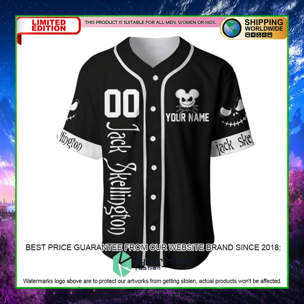 jack skellington black personalized baseball jersey limited editiondluqy