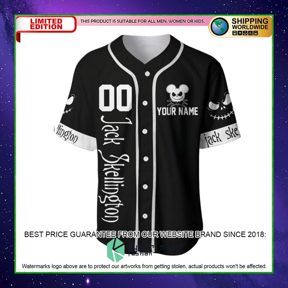 jack skellington black personalized baseball jersey limited editionfu745
