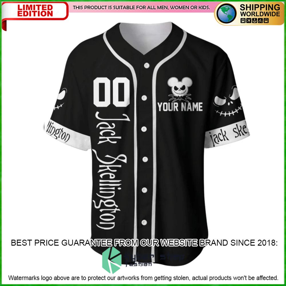 jack skellington black personalized baseball jersey limited editionpivvn