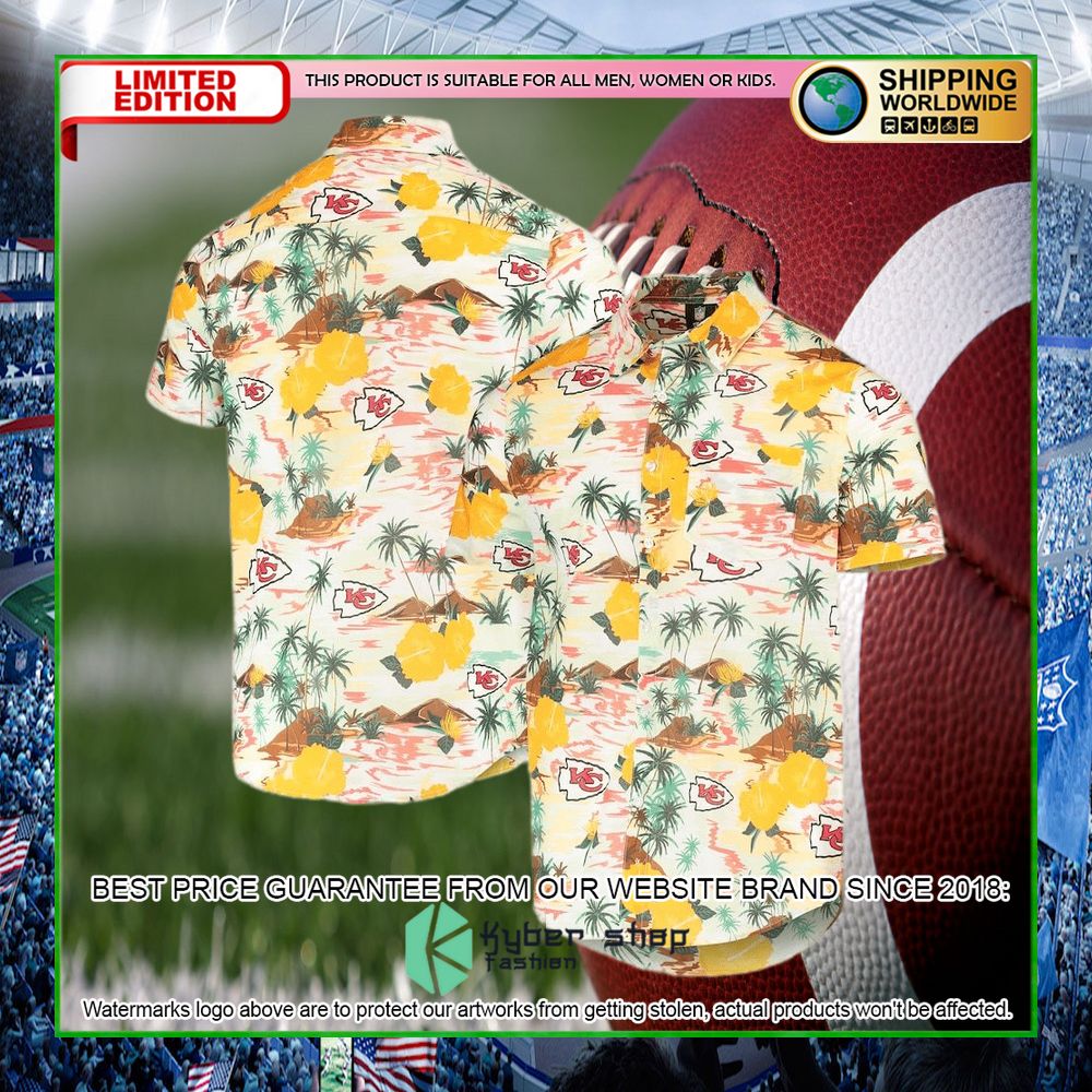kansas city chiefs cream paradise floral hawaiian shirt limited edition5cgf1