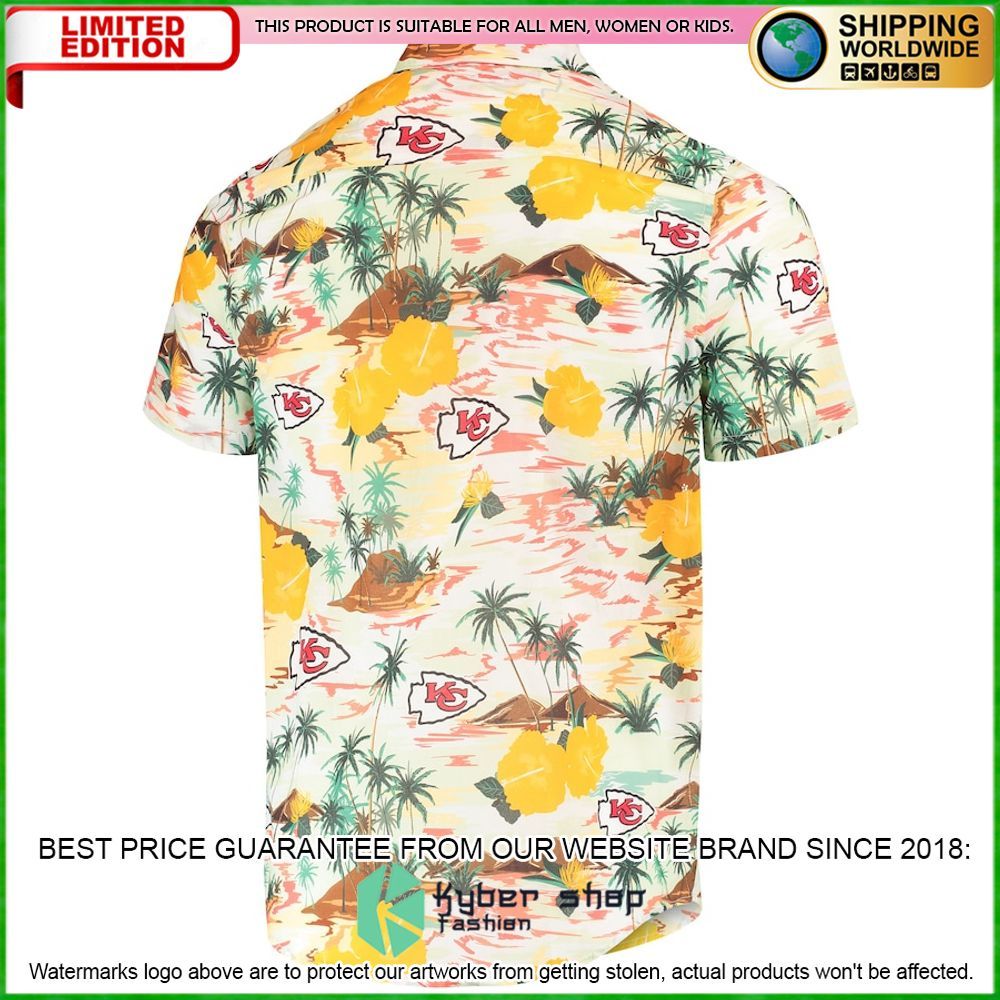 kansas city chiefs cream paradise floral hawaiian shirt limited editioncsku5