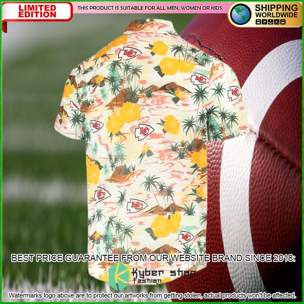 kansas city chiefs cream paradise floral hawaiian shirt limited editionetamd