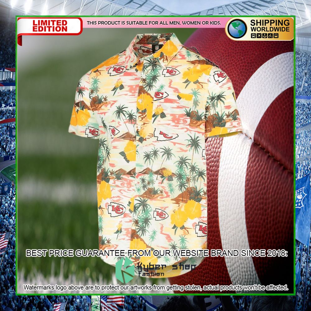 kansas city chiefs cream paradise floral hawaiian shirt limited editionhebfz